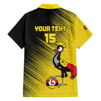Custom Uganda Football Family Matching Summer Maxi Dress and Hawaiian Shirt Black Crowned Crane Mix Grunge Style - Yellow Color