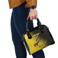 Custom Uganda Football Shoulder Handbag Black Crowned Crane Mix Grunge Style - Yellow Color