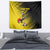 Custom Uganda Football Tapestry Black Crowned Crane Mix Grunge Style - Yellow Color