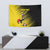 Custom Uganda Football Tapestry Black Crowned Crane Mix Grunge Style - Yellow Color