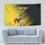 Custom Uganda Football Tapestry Black Crowned Crane Mix Grunge Style - Yellow Color