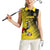 Custom Uganda Football Women Sleeveless Polo Shirt Black Crowned Crane Mix Grunge Style - Yellow Color