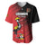 Custom Uganda Football Baseball Jersey Black Crowned Crane Mix Grunge Style - Red Color