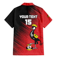 Custom Uganda Football Family Matching Mermaid Dress and Hawaiian Shirt Black Crowned Crane Mix Grunge Style - Red Color