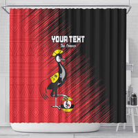 Custom Uganda Football Shower Curtain Black Crowned Crane Mix Grunge Style - Red Color