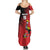 Custom Uganda Football Summer Maxi Dress Black Crowned Crane Mix Grunge Style - Red Color
