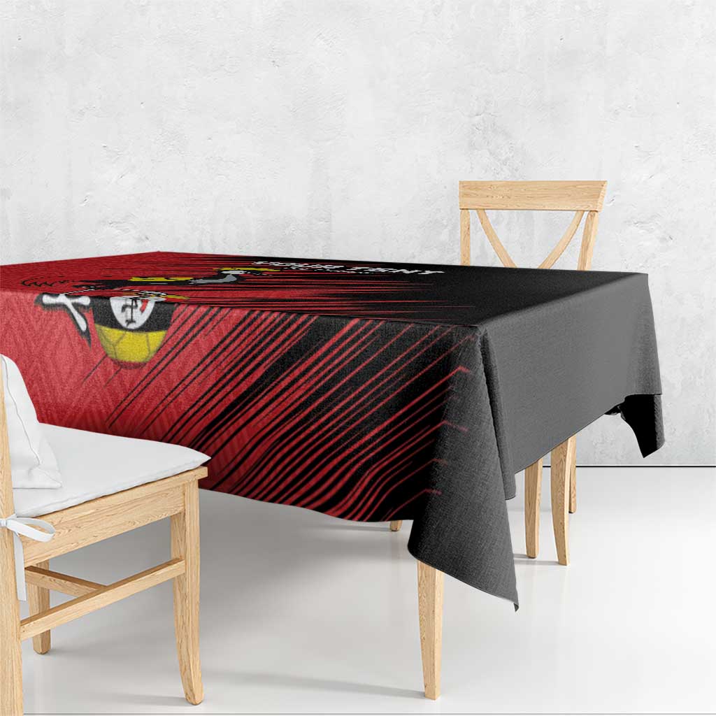Custom Uganda Football Tablecloth Black Crowned Crane Mix Grunge Style - Red Color