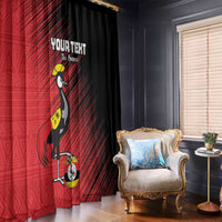 Custom Uganda Football Window Curtain Black Crowned Crane Mix Grunge Style - Red Color