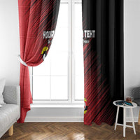 Custom Uganda Football Window Curtain Black Crowned Crane Mix Grunge Style - Red Color