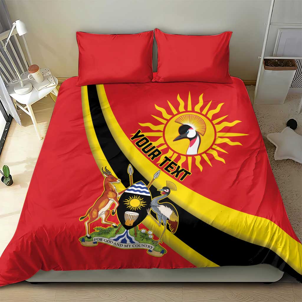 Personalized Uganda Bedding Set Black Crowned Crane With Coat Of Arms