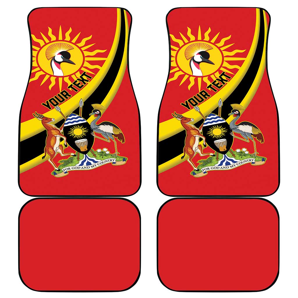 Personalized Uganda Car Mats Black Crowned Crane With Coat Of Arms