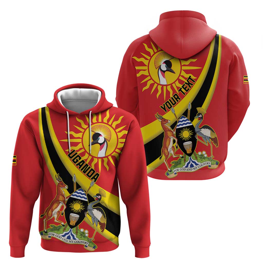 Personalized Uganda Hoodie Black Crowned Crane With Coat Of Arms