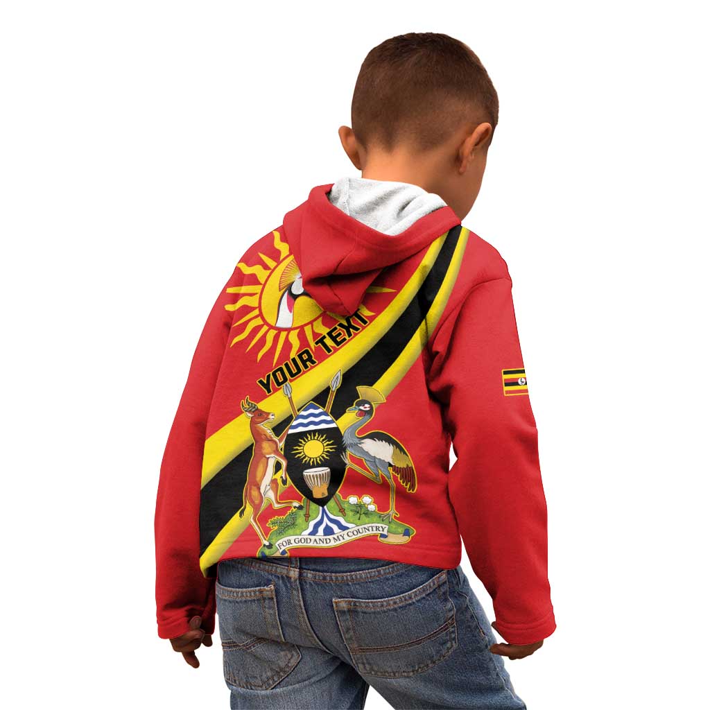 Personalized Uganda Kid Hoodie Black Crowned Crane With Coat Of Arms