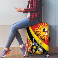 Personalized Uganda Luggage Cover Black Crowned Crane With Coat Of Arms