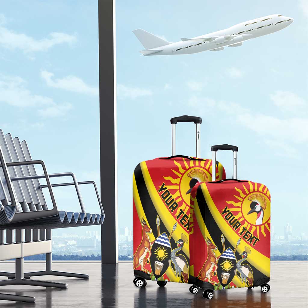Personalized Uganda Luggage Cover Black Crowned Crane With Coat Of Arms