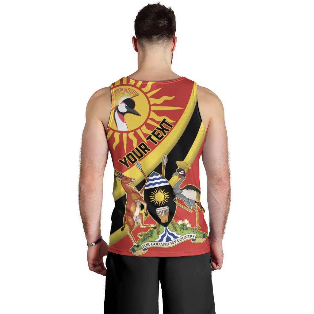 Personalized Uganda Men Tank Top Black Crowned Crane With Coat Of Arms