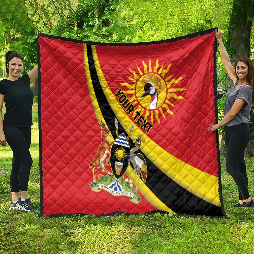 Personalized Uganda Quilt Black Crowned Crane With Coat Of Arms