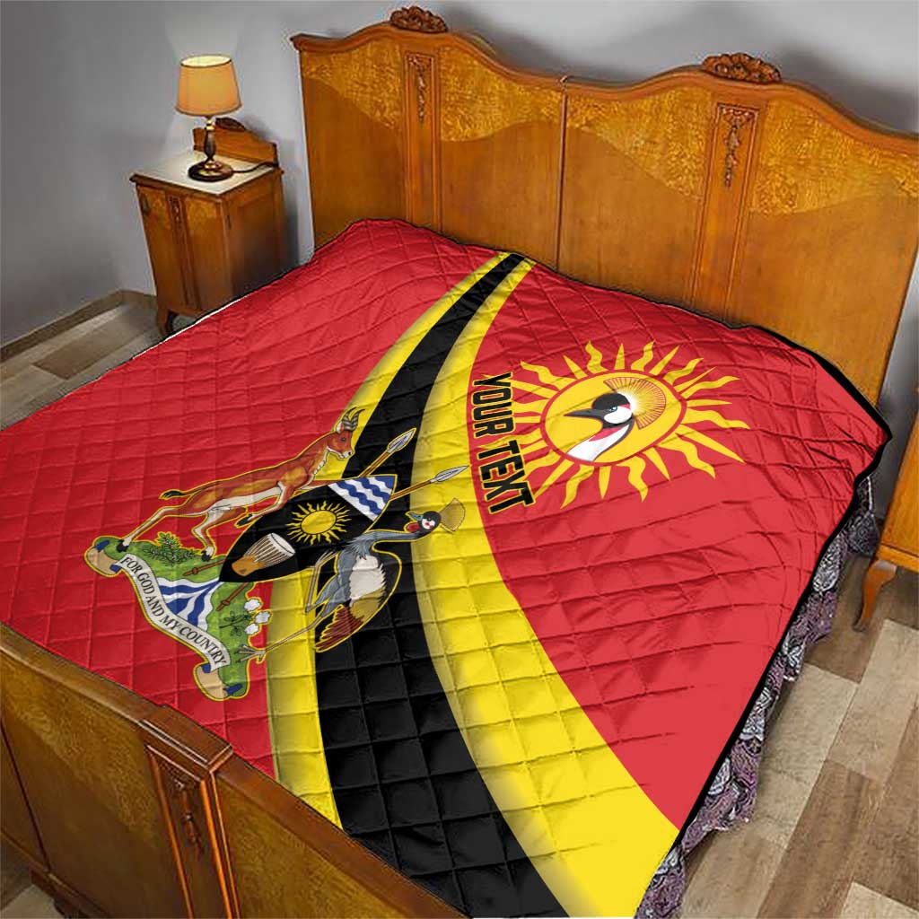 Personalized Uganda Quilt Black Crowned Crane With Coat Of Arms
