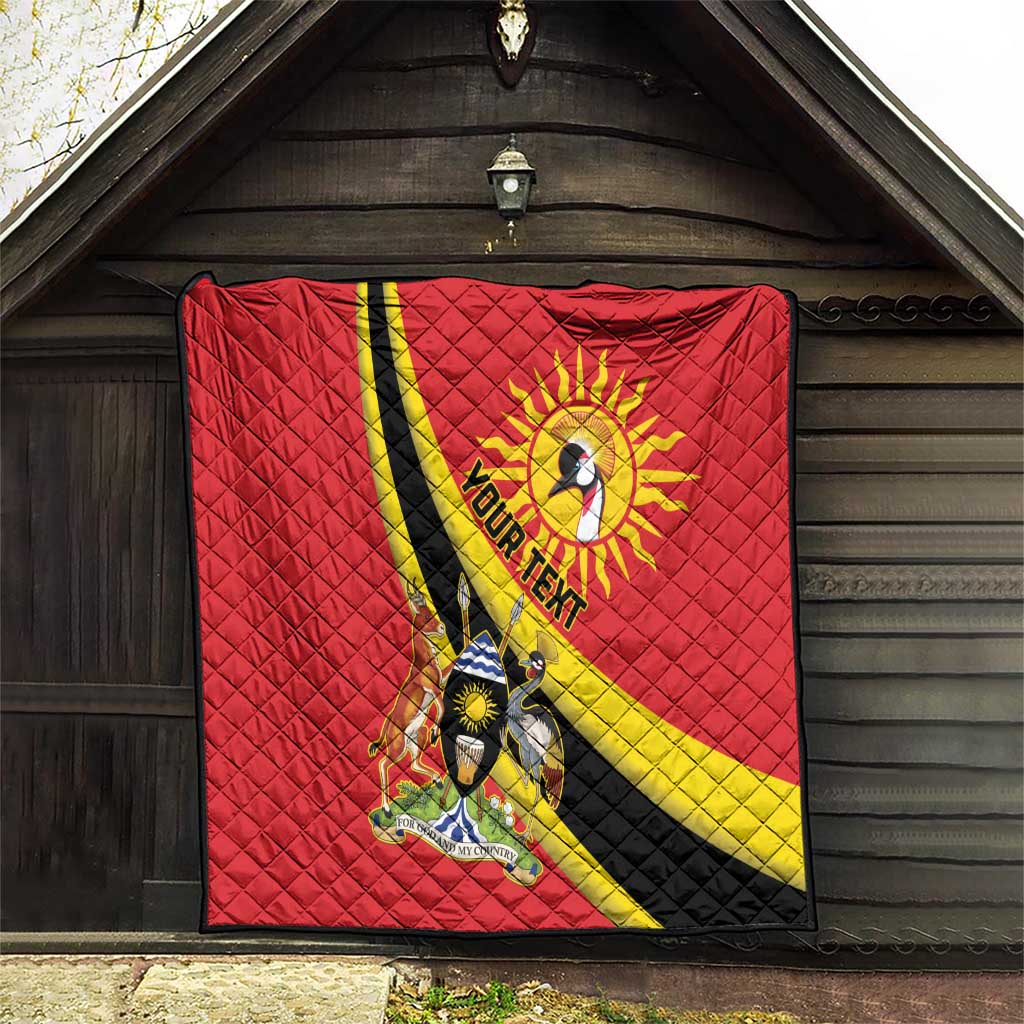 Personalized Uganda Quilt Black Crowned Crane With Coat Of Arms