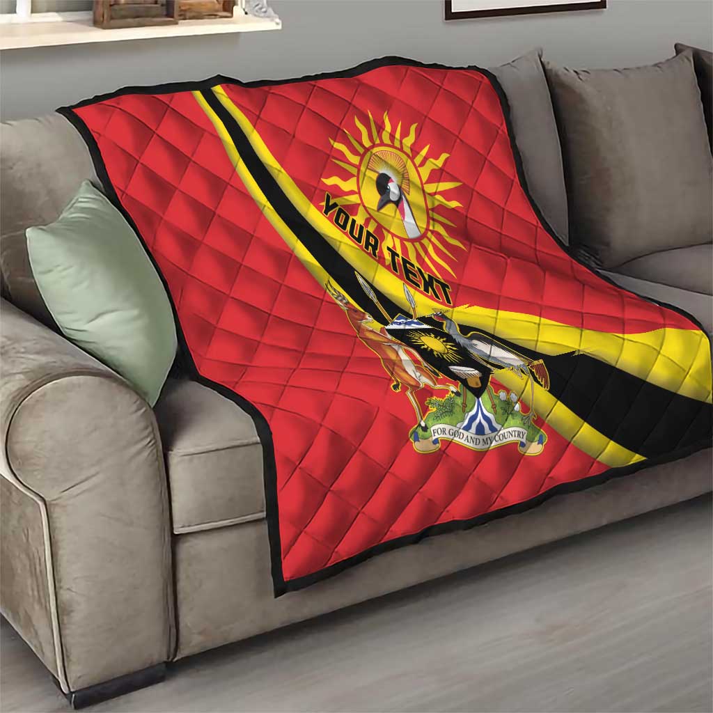 Personalized Uganda Quilt Black Crowned Crane With Coat Of Arms