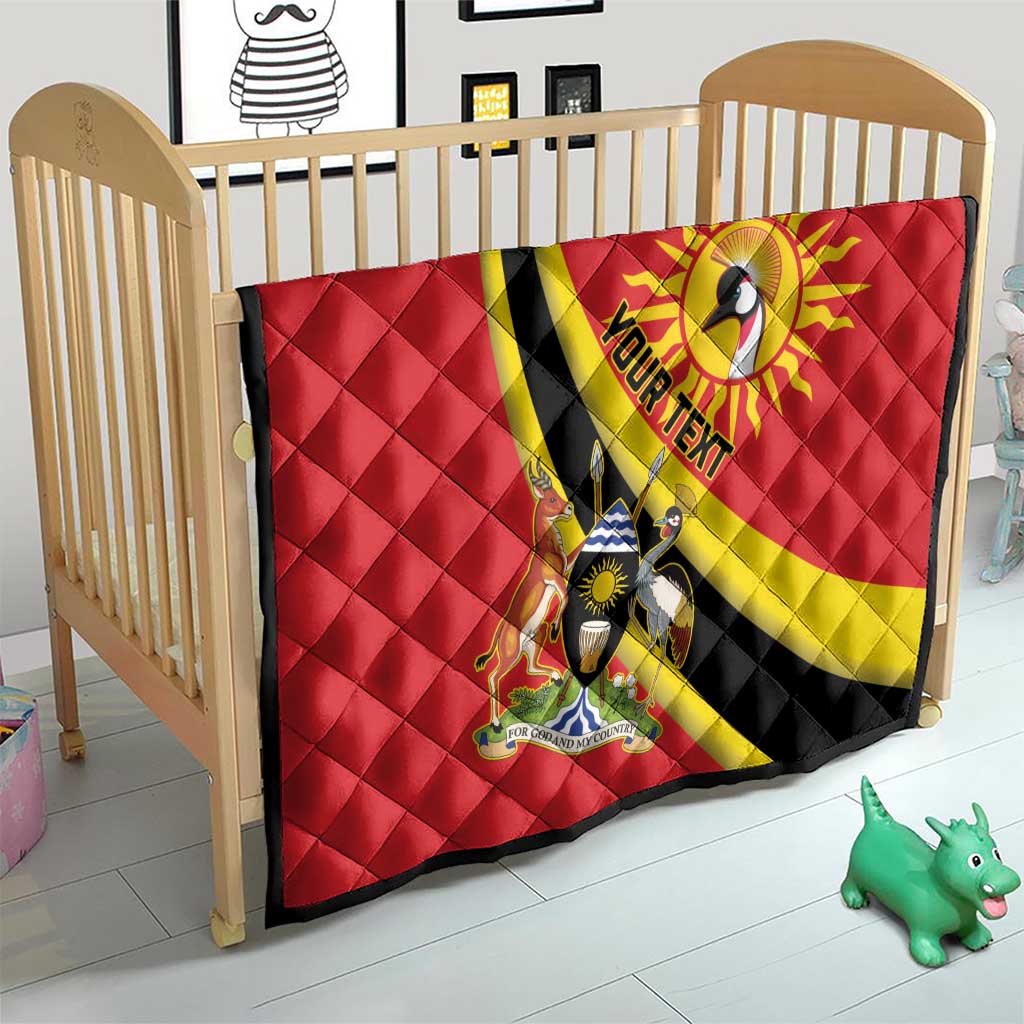Personalized Uganda Quilt Black Crowned Crane With Coat Of Arms