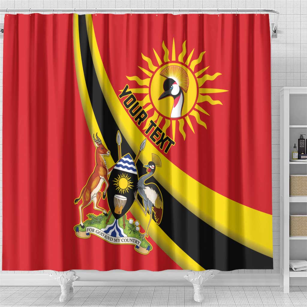 Personalized Uganda Shower Curtain Black Crowned Crane With Coat Of Arms