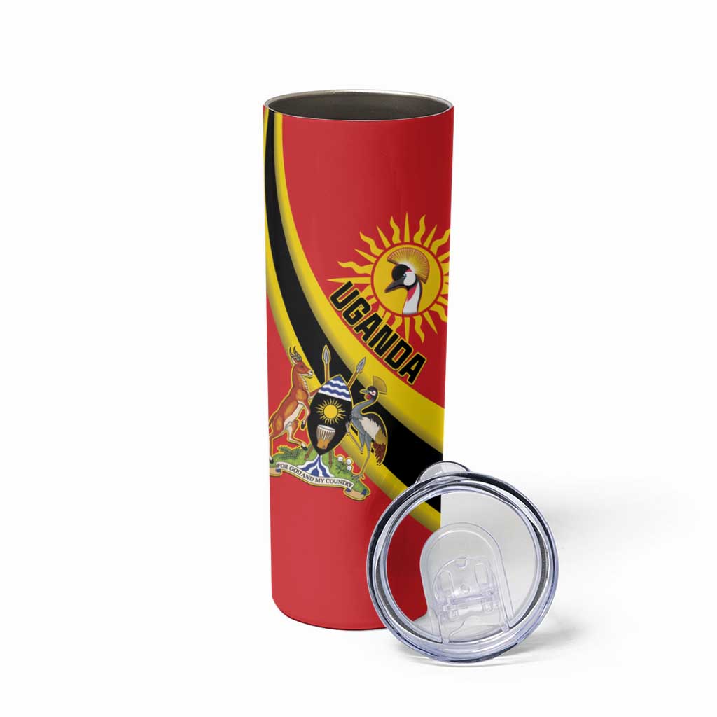 Personalised Uganda Skinny Tumbler Black Crowned Crane With Coat Of Arms