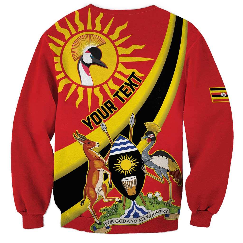 Personalized Uganda Sweatshirt Black Crowned Crane With Coat Of Arms