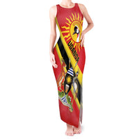 Personalized Uganda Tank Maxi Dress Black Crowned Crane With Coat Of Arms