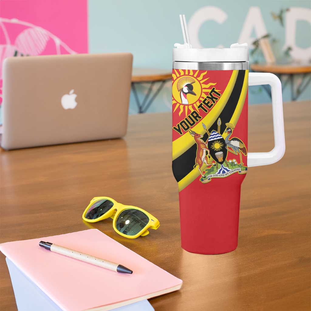 Personalised Uganda Tumbler With Handle Black Crowned Crane With Coat Of Arms