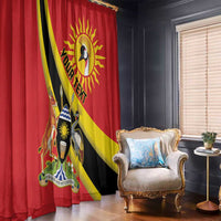 Personalized Uganda Window Curtain Black Crowned Crane With Coat Of Arms