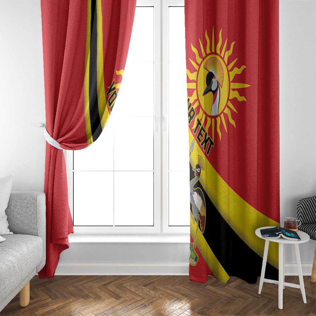 Personalized Uganda Window Curtain Black Crowned Crane With Coat Of Arms