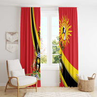 Personalized Uganda Window Curtain Black Crowned Crane With Coat Of Arms