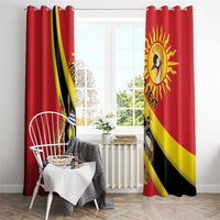 Personalized Uganda Window Curtain Black Crowned Crane With Coat Of Arms
