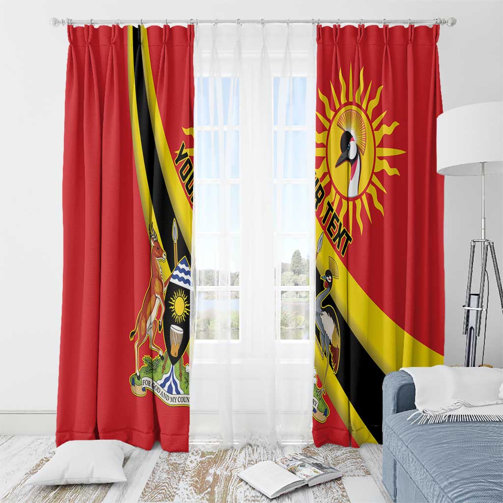 Personalized Uganda Window Curtain Black Crowned Crane With Coat Of Arms