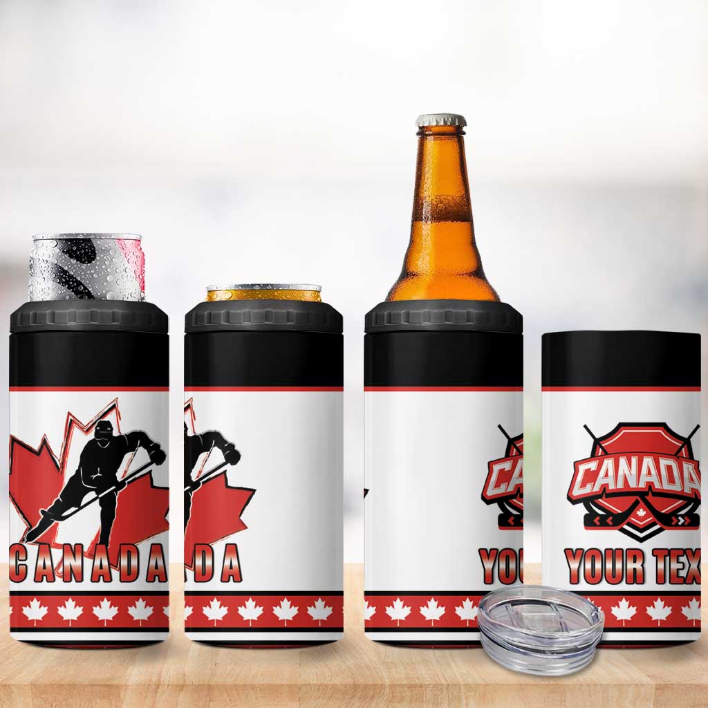 Custom Canada Ice Hockey 4 in 1 Can Cooler Tumbler Go Team Canada