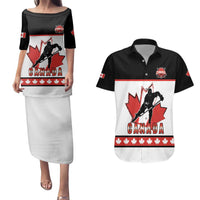 Custom Canada Ice Hockey Couples Matching Puletasi and Hawaiian Shirt Go Team Canada