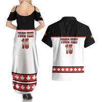 Custom Canada Ice Hockey Couples Matching Summer Maxi Dress and Hawaiian Shirt Go Team Canada