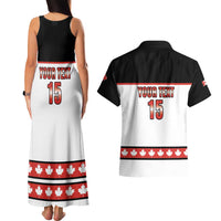 Custom Canada Ice Hockey Couples Matching Tank Maxi Dress and Hawaiian Shirt Go Team Canada