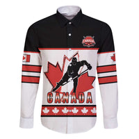 Custom Canada Ice Hockey Family Matching Off The Shoulder Long Sleeve Dress and Hawaiian Shirt Go Team Canada