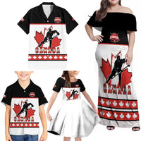 Custom Canada Ice Hockey Family Matching Off Shoulder Maxi Dress and Hawaiian Shirt Go Team Canada