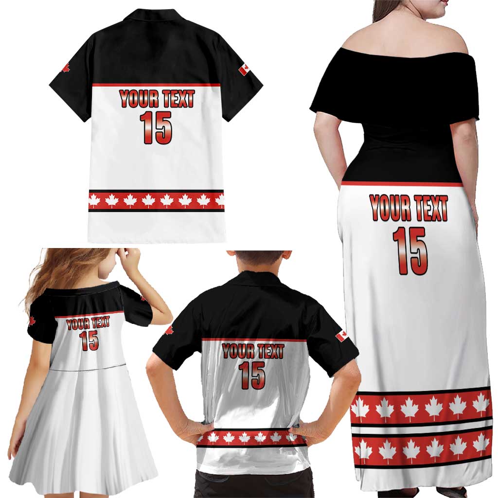 Custom Canada Ice Hockey Family Matching Off Shoulder Maxi Dress and Hawaiian Shirt Go Team Canada