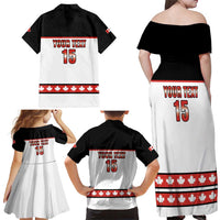 Custom Canada Ice Hockey Family Matching Off Shoulder Maxi Dress and Hawaiian Shirt Go Team Canada