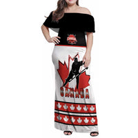 Custom Canada Ice Hockey Family Matching Off Shoulder Maxi Dress and Hawaiian Shirt Go Team Canada