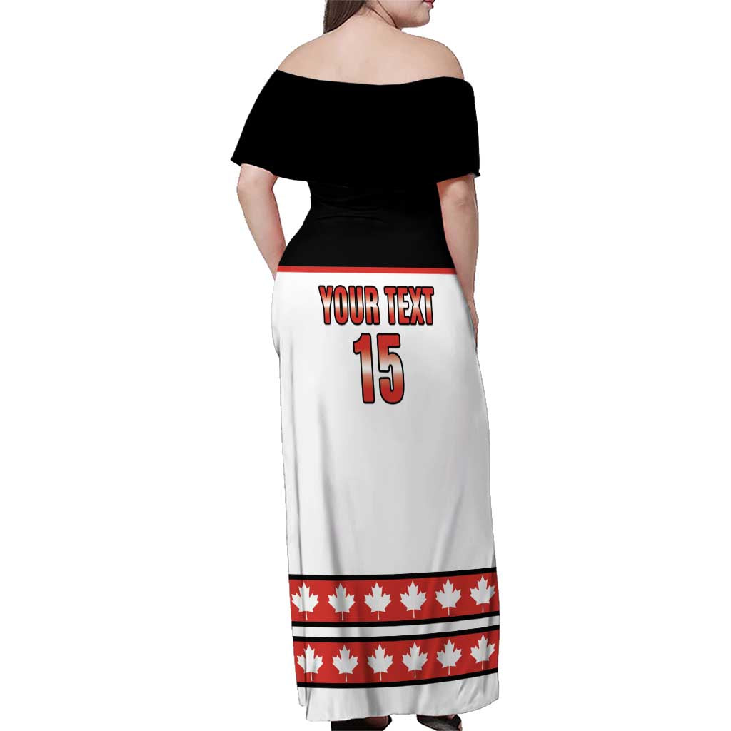 Custom Canada Ice Hockey Family Matching Off Shoulder Maxi Dress and Hawaiian Shirt Go Team Canada