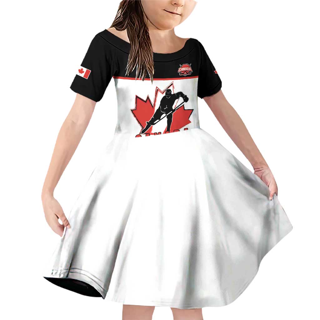 Custom Canada Ice Hockey Family Matching Off Shoulder Short Dress and Hawaiian Shirt Go Team Canada