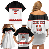 Custom Canada Ice Hockey Family Matching Off Shoulder Short Dress and Hawaiian Shirt Go Team Canada