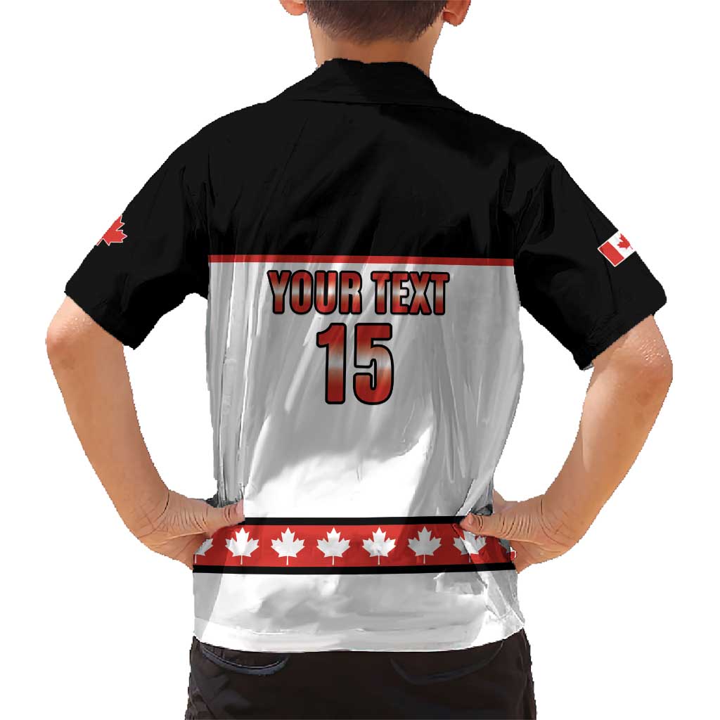 Custom Canada Ice Hockey Family Matching Short Sleeve Bodycon Dress and Hawaiian Shirt Go Team Canada