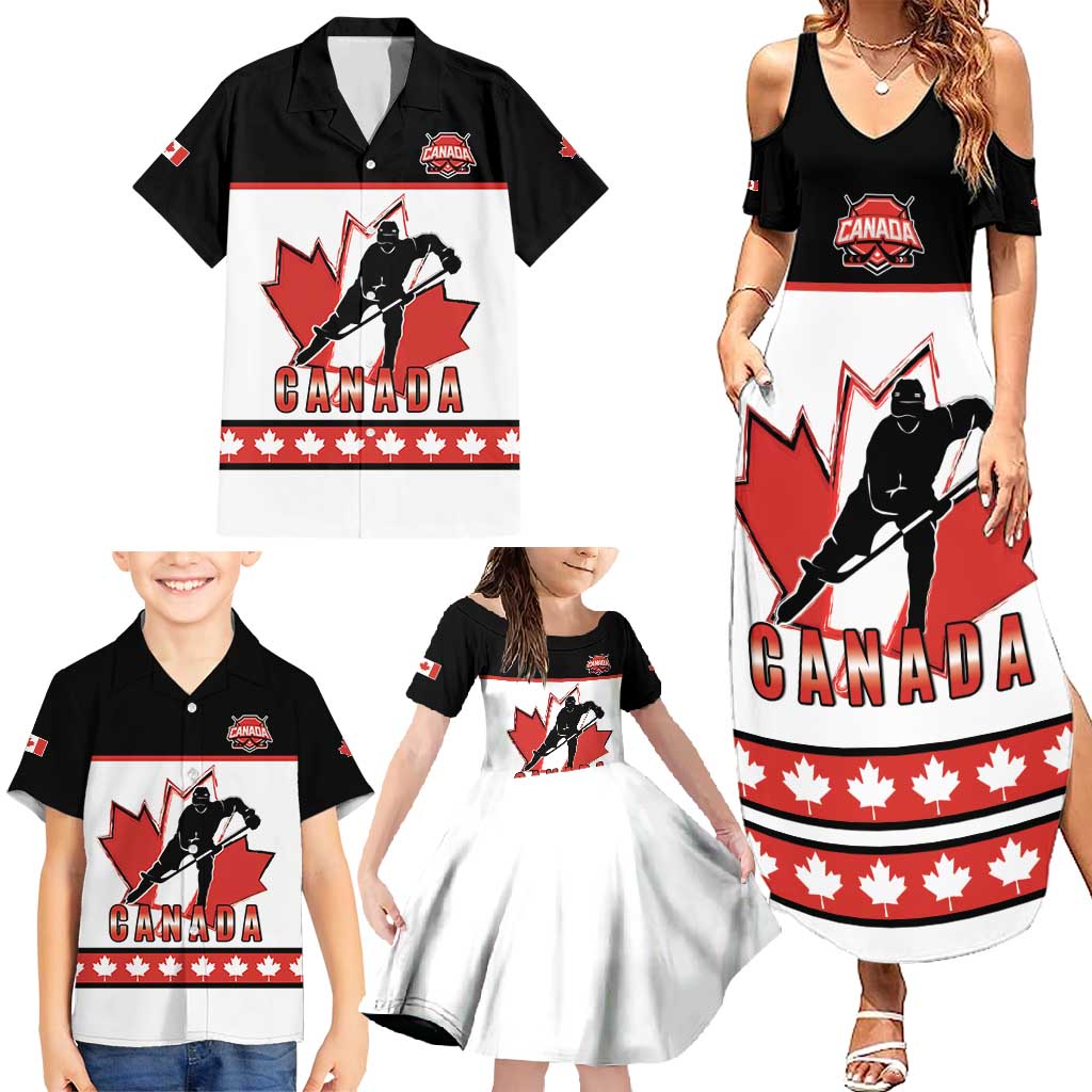 Custom Canada Ice Hockey Family Matching Summer Maxi Dress and Hawaiian Shirt Go Team Canada