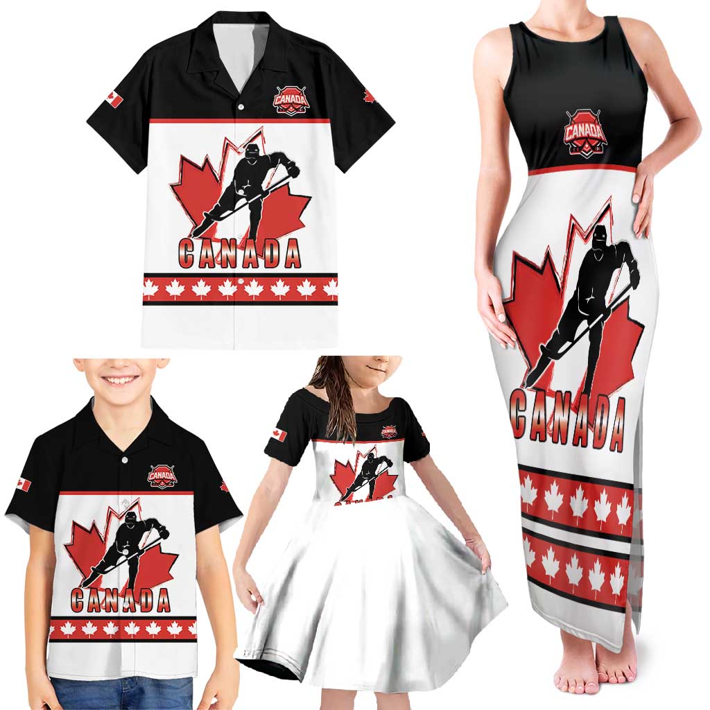 Custom Canada Ice Hockey Family Matching Tank Maxi Dress and Hawaiian Shirt Go Team Canada